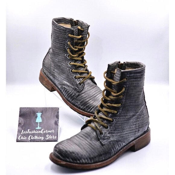 Freebird Women's Gray Textured Leather Manchester Lace-Up Combat Boots Sz 9 2871 - Picture 13 of 16